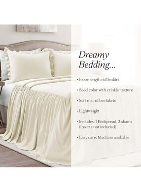 Luxury Ruffled Cream Or White Bedspread Never Used !